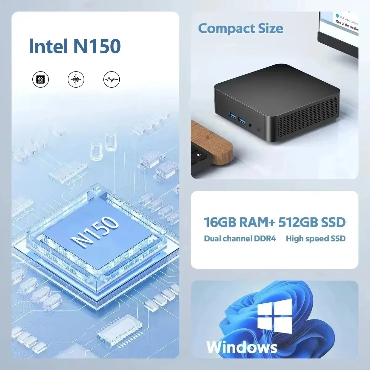 ポータブルミニPC、Intel Core N150、Wind - Pc Gaming Intel のレビューと価格